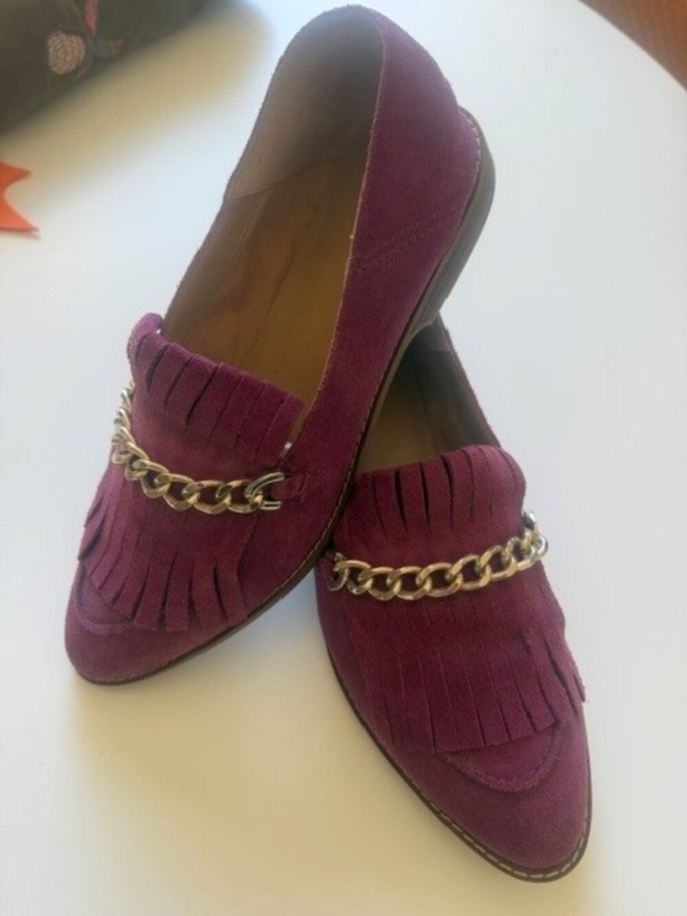 Franco Sarto Eggplant Suede Loafers - Size 8